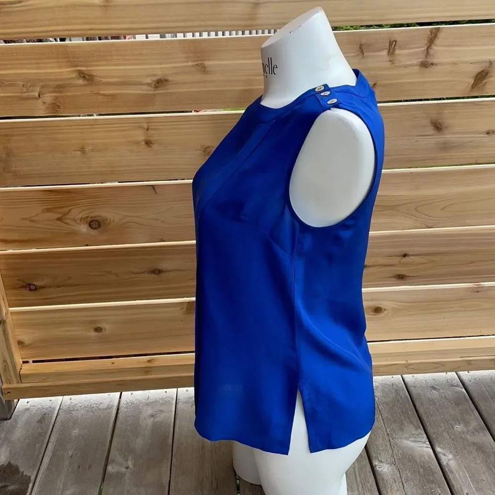 Tina Turk cobalt blue gold button detail blouse - Picture 4 of 8